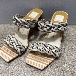 Dolce Vita Braided Heels - Black and Cream